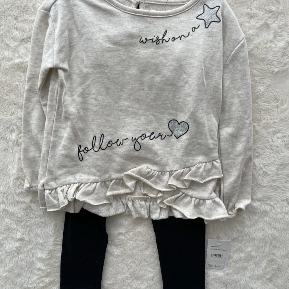 SALE! NEW Girls 2-Pc Outfit Set With "Wish On A Star" Top & Black Leggings  4T